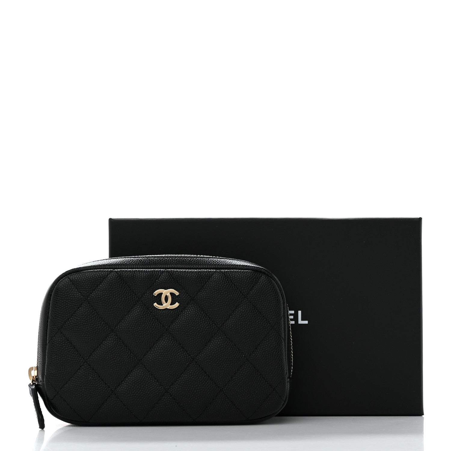 Chanel Caviar Quilted Small Curvy Pouch Cosmetic Case Black 8 of 8