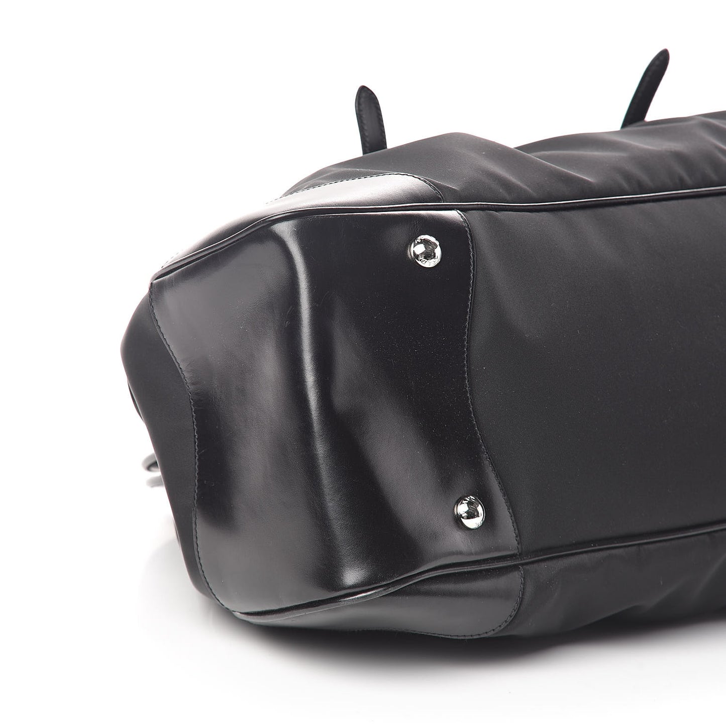 Tessuto Nylon Calfskin Frame Satchel Black