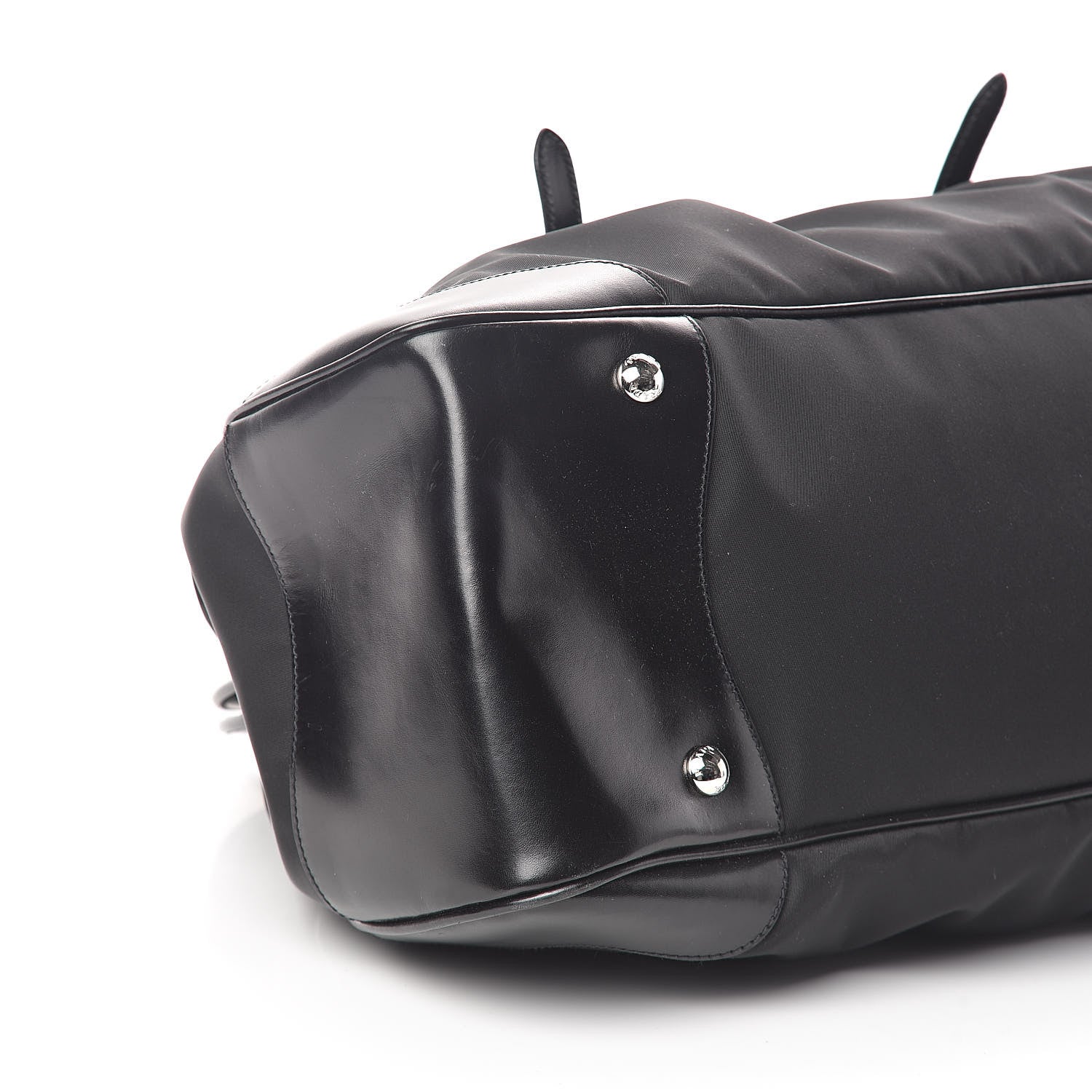 Prada Tessuto Nylon Calfskin Frame Satchel Black 8 of 9