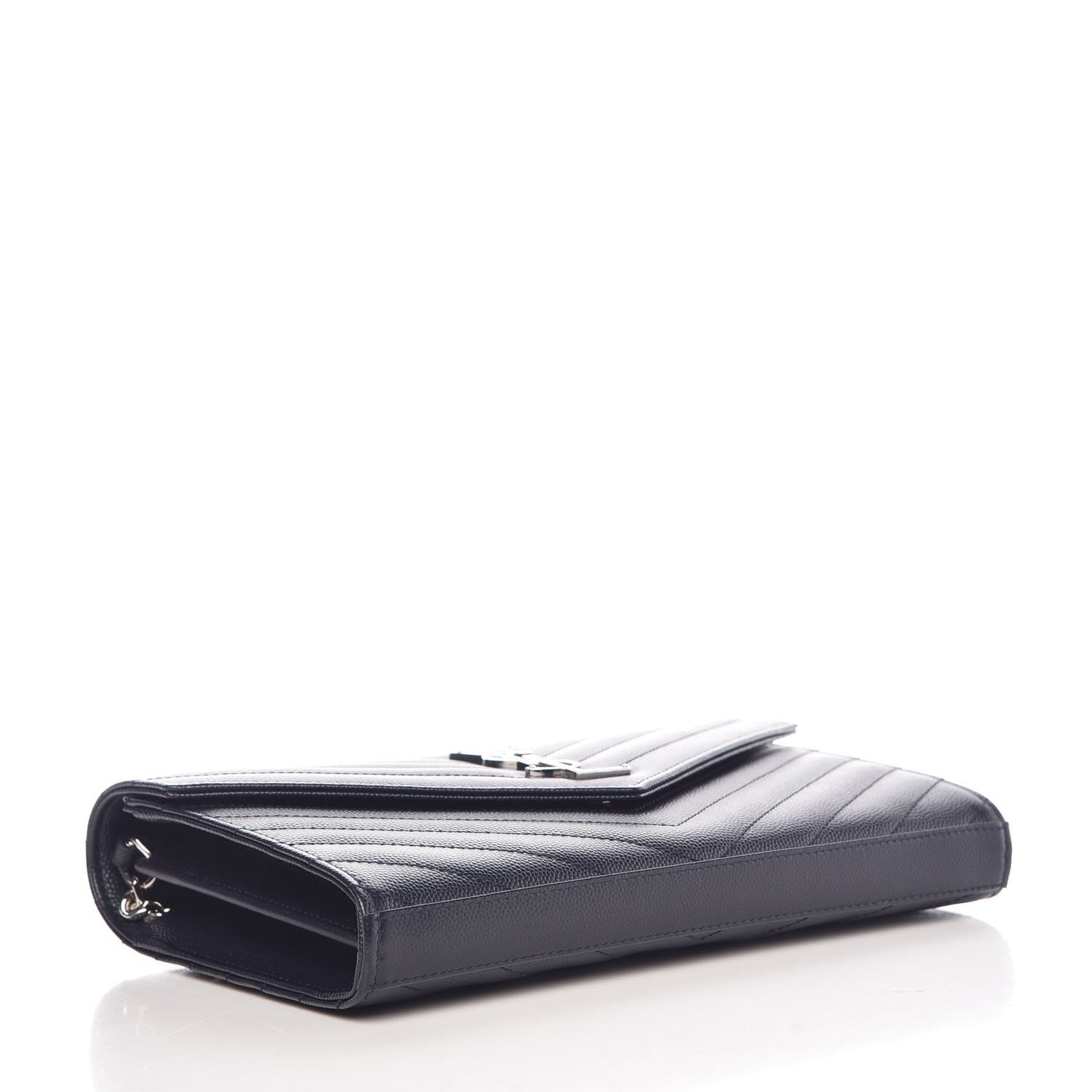 Grain De Poudre Matelasse Chevron Monogram Chain Wallet Deep Marine