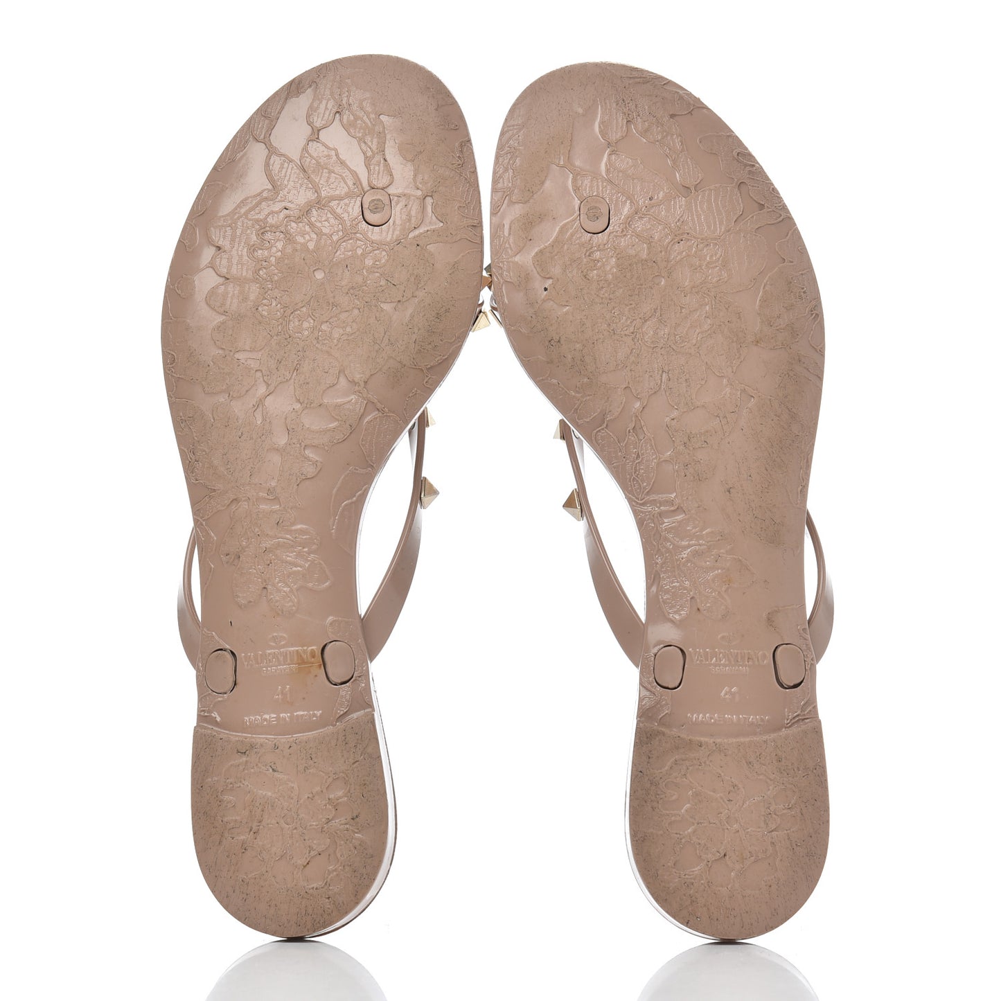 PVC Jelly Rockstud Bow Thong Sandals 41 Poudre