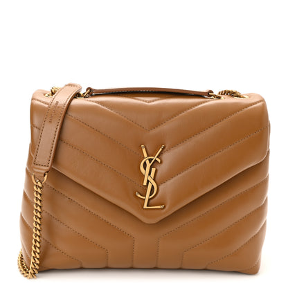 Saint Laurent Calfskin Y Quilted Monogram Small Loulou Chain Satchel Dark Natural 1 of 10