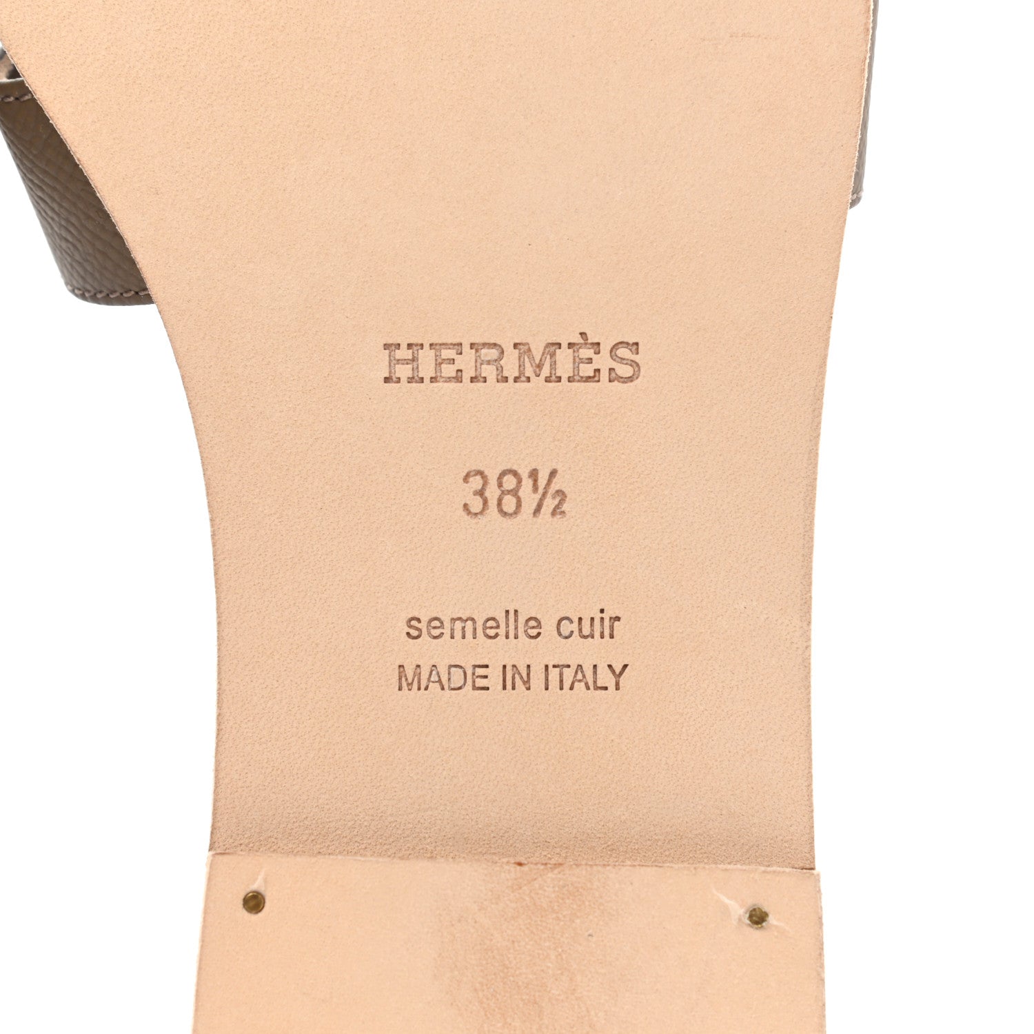 Hermes Epsom Oran Sandals 38.5 Etoupe 7 of 9