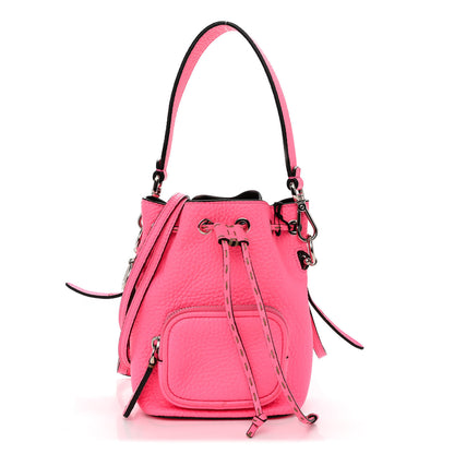 Fendi Cuoio Romano F is Fendi Mini Mon Tresor Pocket Bucket Bag Fluo Pink 1 of 13