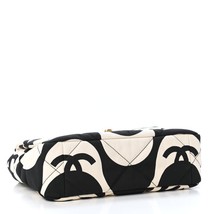 Chanel Fabric Printed Medium Chanel 19 Flap Black Ecru 4 of 9