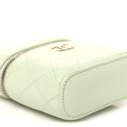 Chanel Caviar Quilted Small Handle With Care Vanity Case With Chain Light Green 9 of 10