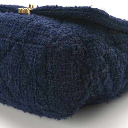 Chanel Tweed Quilted Maxi Chanel 19 Flap Navy 9 of 9