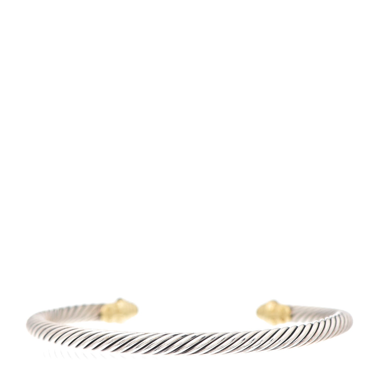 David Yurman Sterling Silver 18K Yellow Gold Diamond 4mm Cable Kids Bracelet 3 of 4