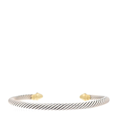 David Yurman Sterling Silver 18K Yellow Gold Diamond 4mm Cable Kids Bracelet 3 of 4