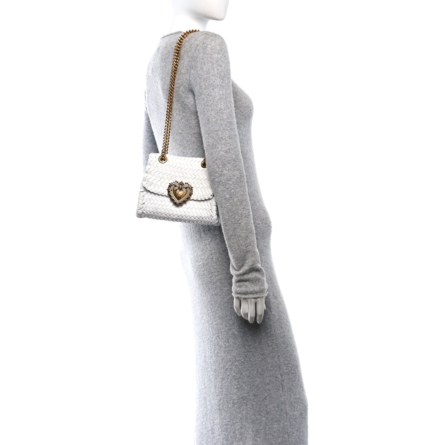 Nappa Woven Small Devotion Envelope Shoulder Bag White