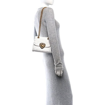 Dolce & Gabbana Nappa Woven Small Devotion Envelope Shoulder Bag White 2 of 11