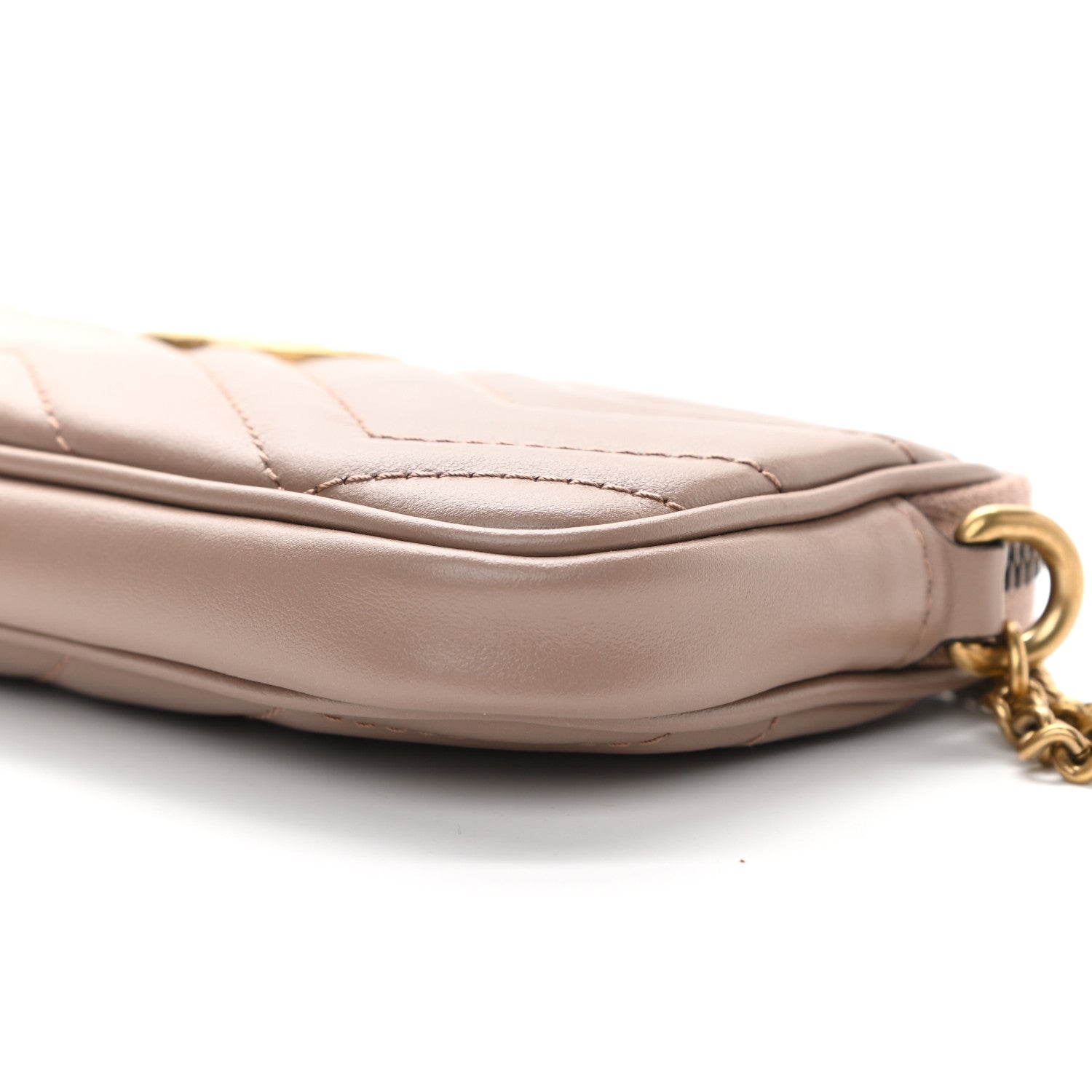 Gucci Calfskin Matelasse Mini GG Marmont Chain Crossbody Bag Porcelain Rose 9 of 9