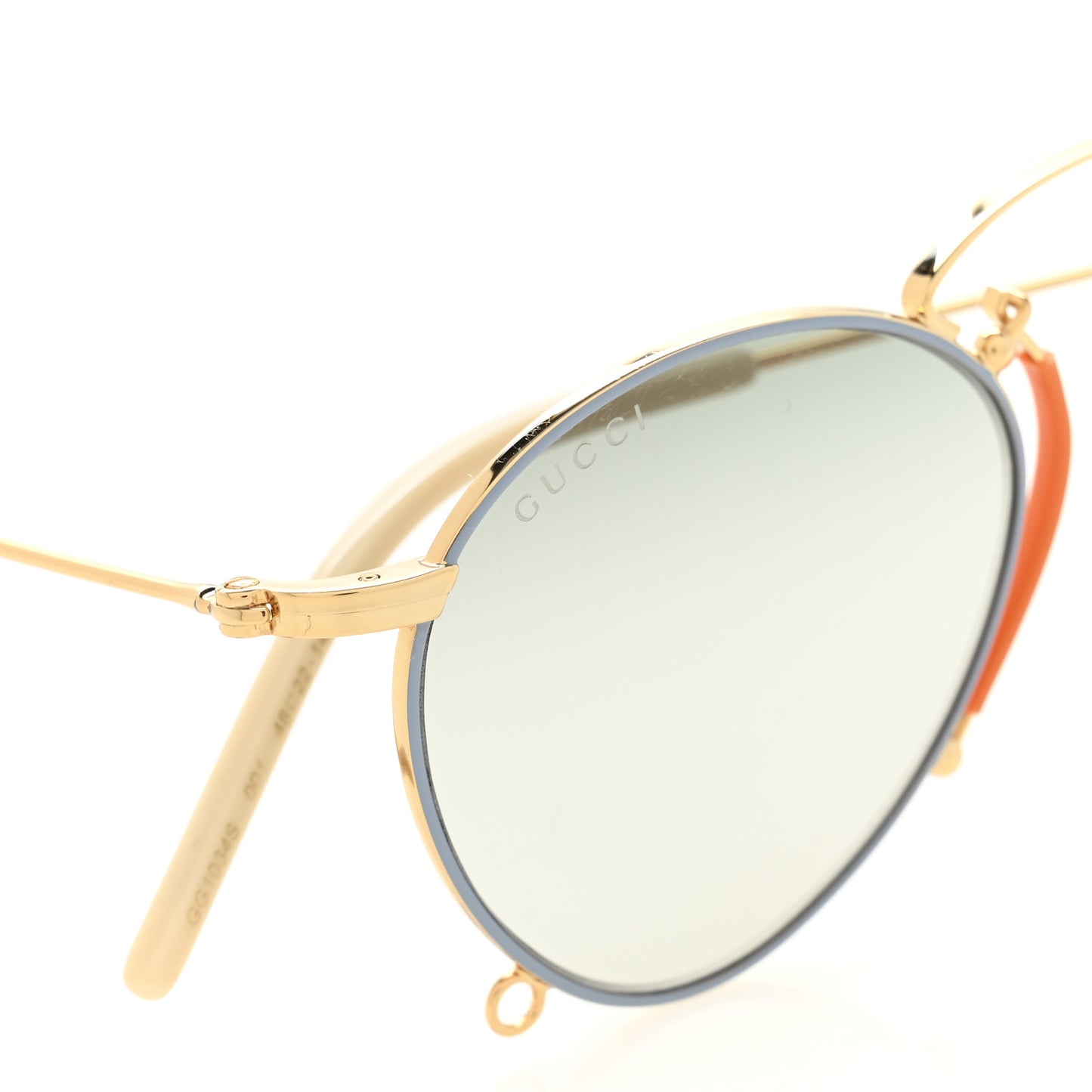 Metal Round Sunglasses GG1034S Gold Light Blue