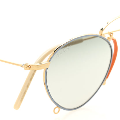 Gucci Metal Round Sunglasses GG1034S Gold Light Blue 7 of 8