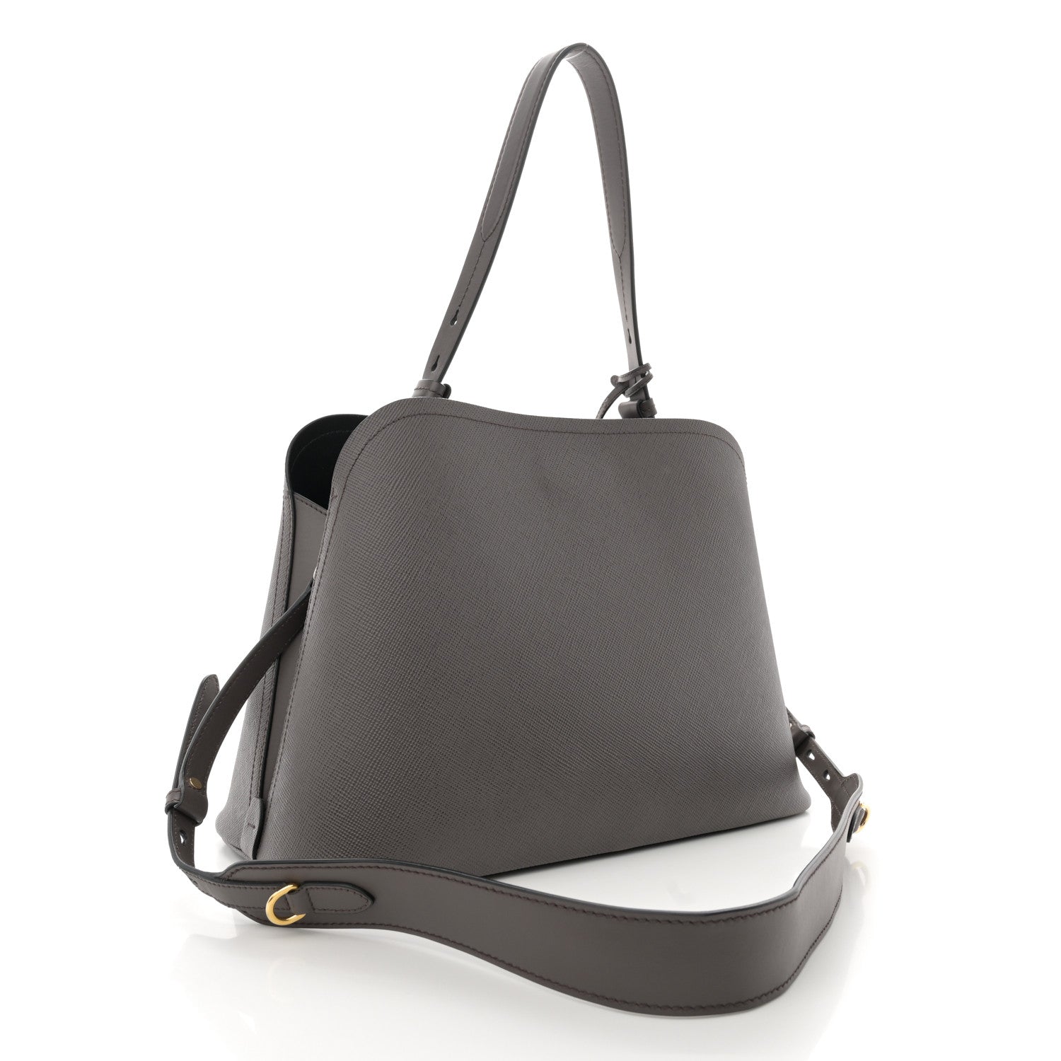 Prada Saffiano Cuir Calfskin Matinee Tote Fumo Black 3 of 10