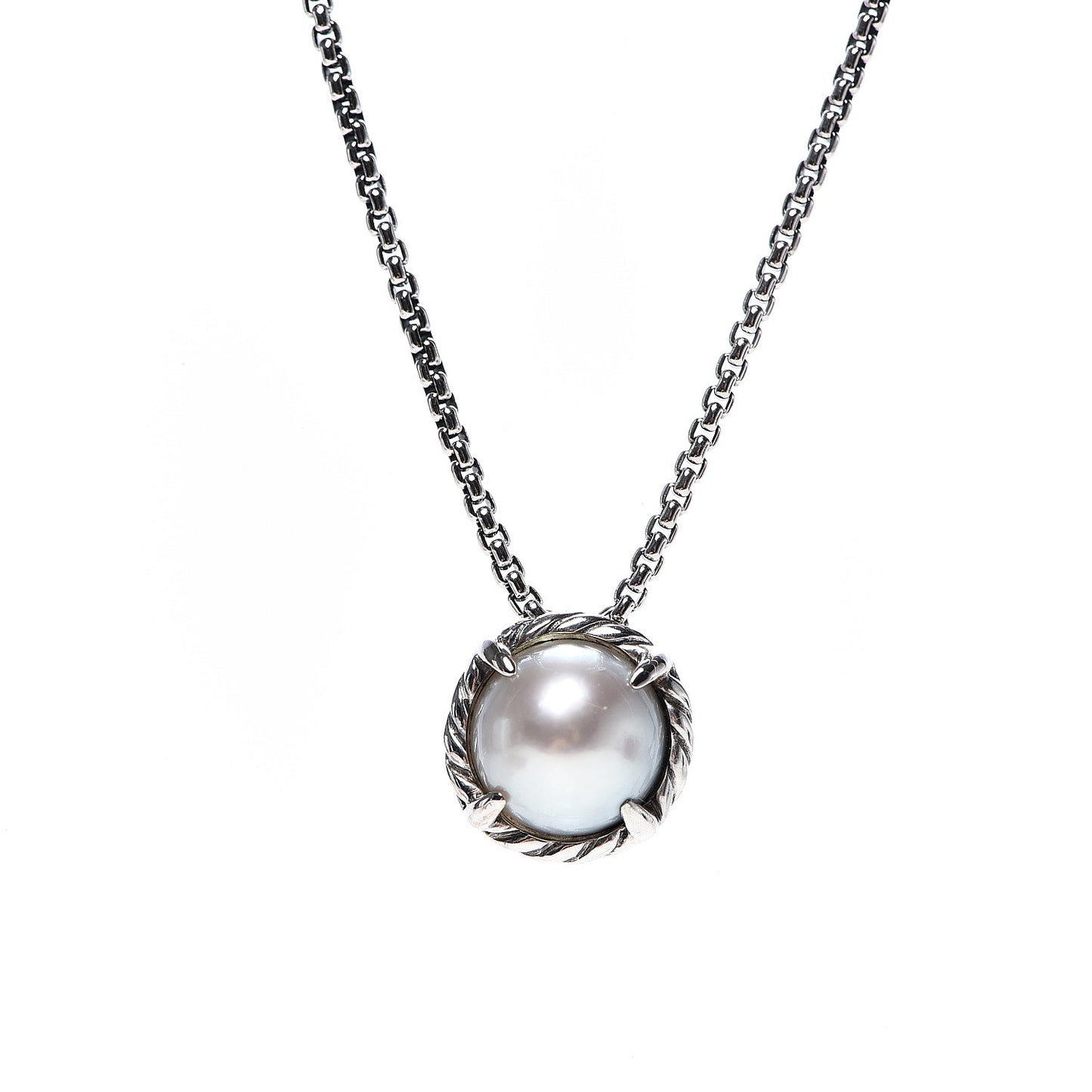 Sterling Silver Pearl 8mm Petite Chatelaine Pendant Necklace