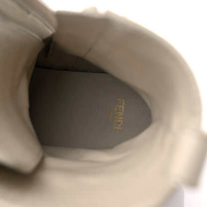 Fendi Vitello Abrasivato Fendigraphy 50mm Biker Boots 39 White 7 of 9