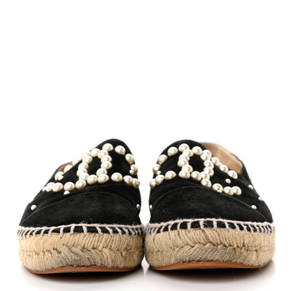 Chanel Suede Pearl CC Espadrilles 40 Black 2 of 15