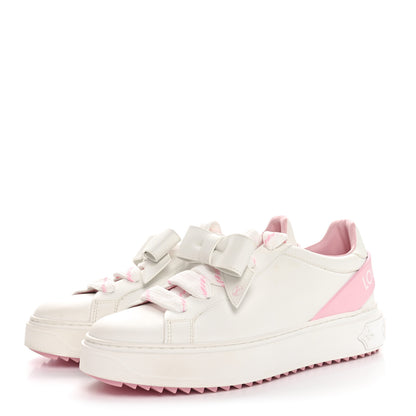 Louis Vuitton Calfskin Time Out Bow Sneakers 38 White Pink 4 of 9