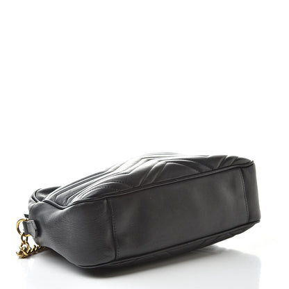 Gucci Calfskin Matelasse Medium GG Marmont Chain Shoulder Bag Black 4 of 13