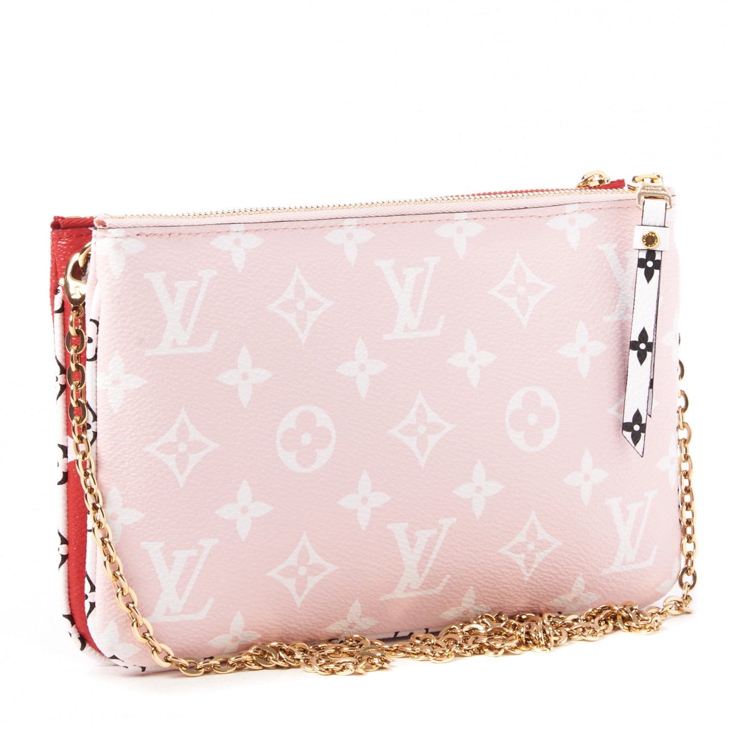 Monogram Giant Double Zip Pochette Rouge