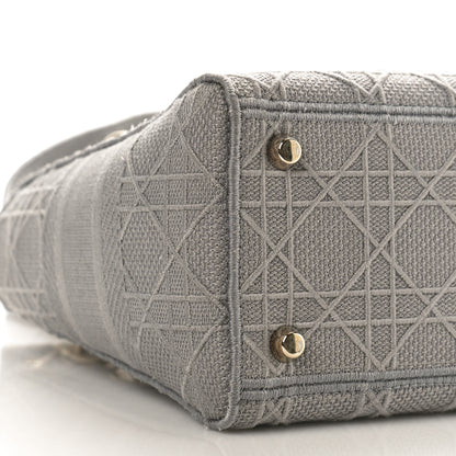 Christian Dior Canvas Embroidered Cannage Medium Lady D-Lite Gray 8 of 10