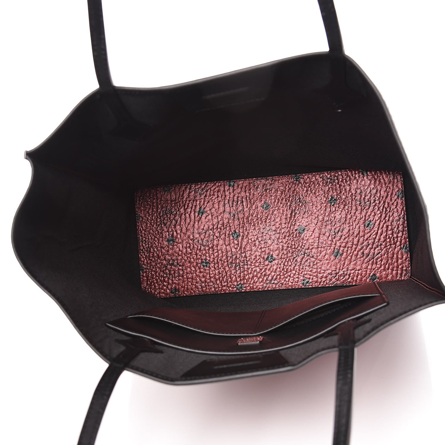 MCM Metallic Visetos Medium Kira North South Shopper Tote Scooter Red 6 of 11