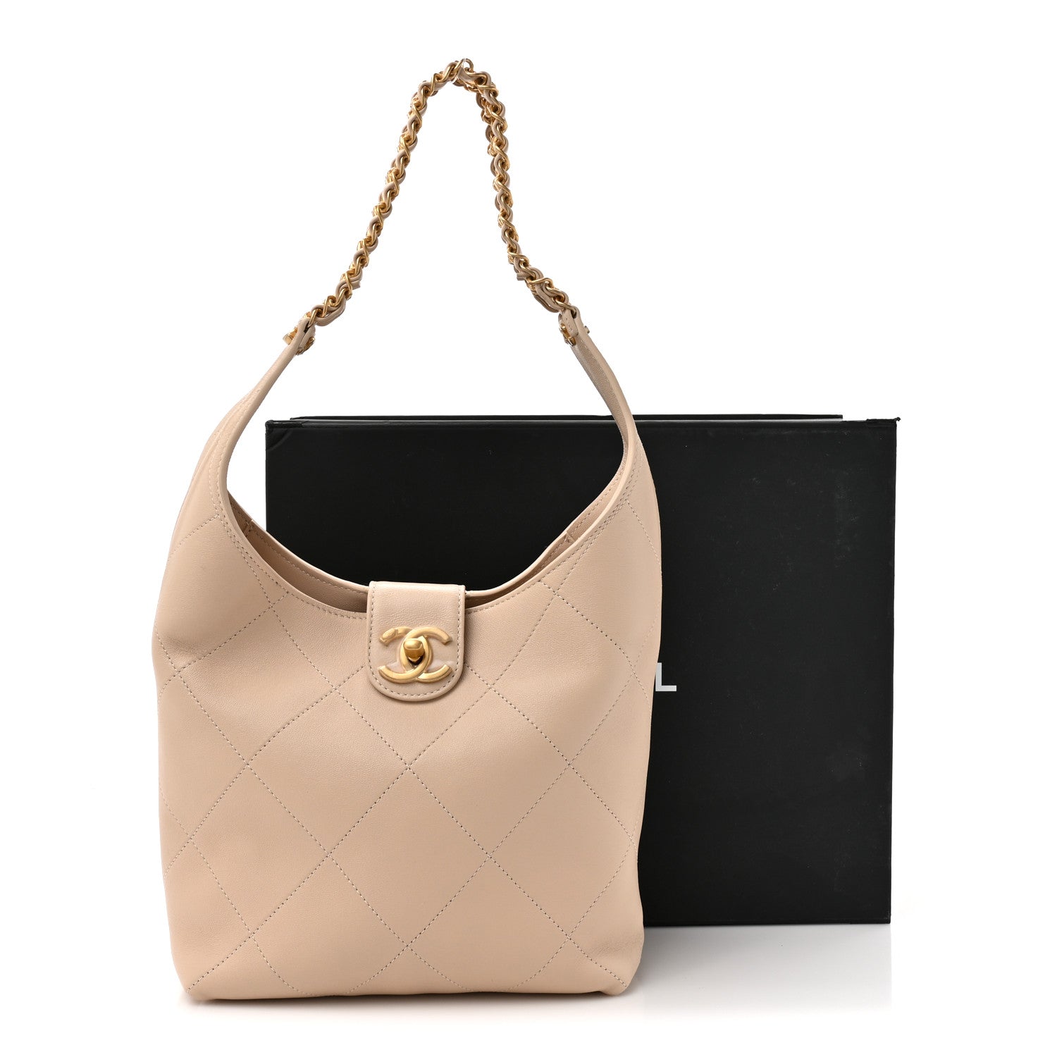 Chanel Shiny Lambskin Quilted Small Hobo Beige 1824357 – FASHIONPHILE