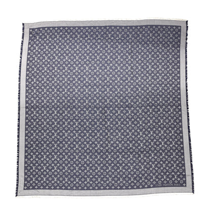 Louis Vuitton Wool Silk Monogram Denim Shawl Blue 1 of 4
