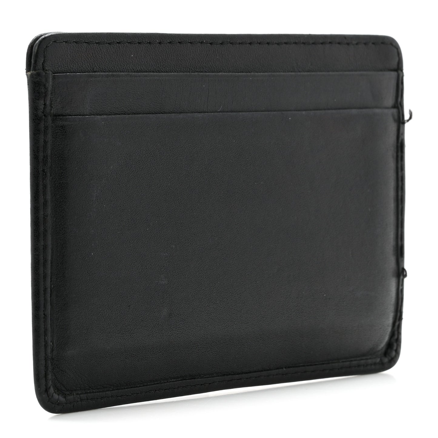 Calfskin Quilted Cambon Card Holder Black White
