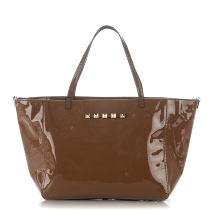 Valentino Garavani Patent Medium Rockstud Crossbody Tote Taupe 1 of 9