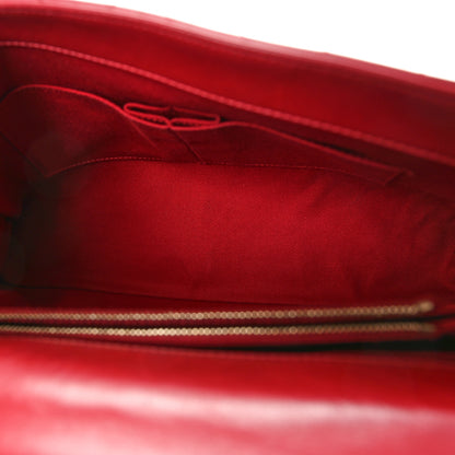 Chanel Calfskin Chevron Quilted Large Coco Handle Flap Red 5 of 12