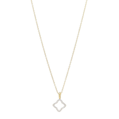 David Yurman 18K Yellow Gold Diamond Cable Collectibles Quatrefoil Pendant Necklace 1 of 5