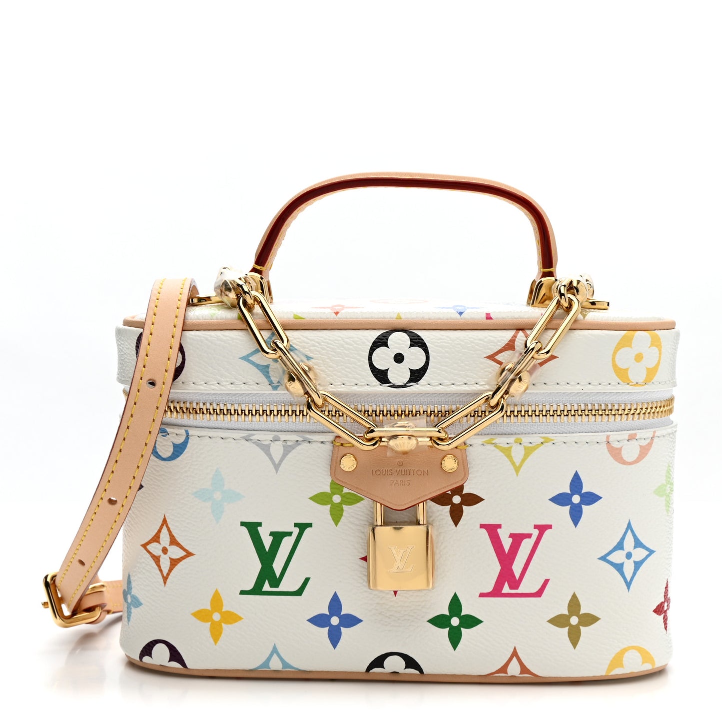 LV x TM Monogram Multicolor Vanity Chain Pouch White