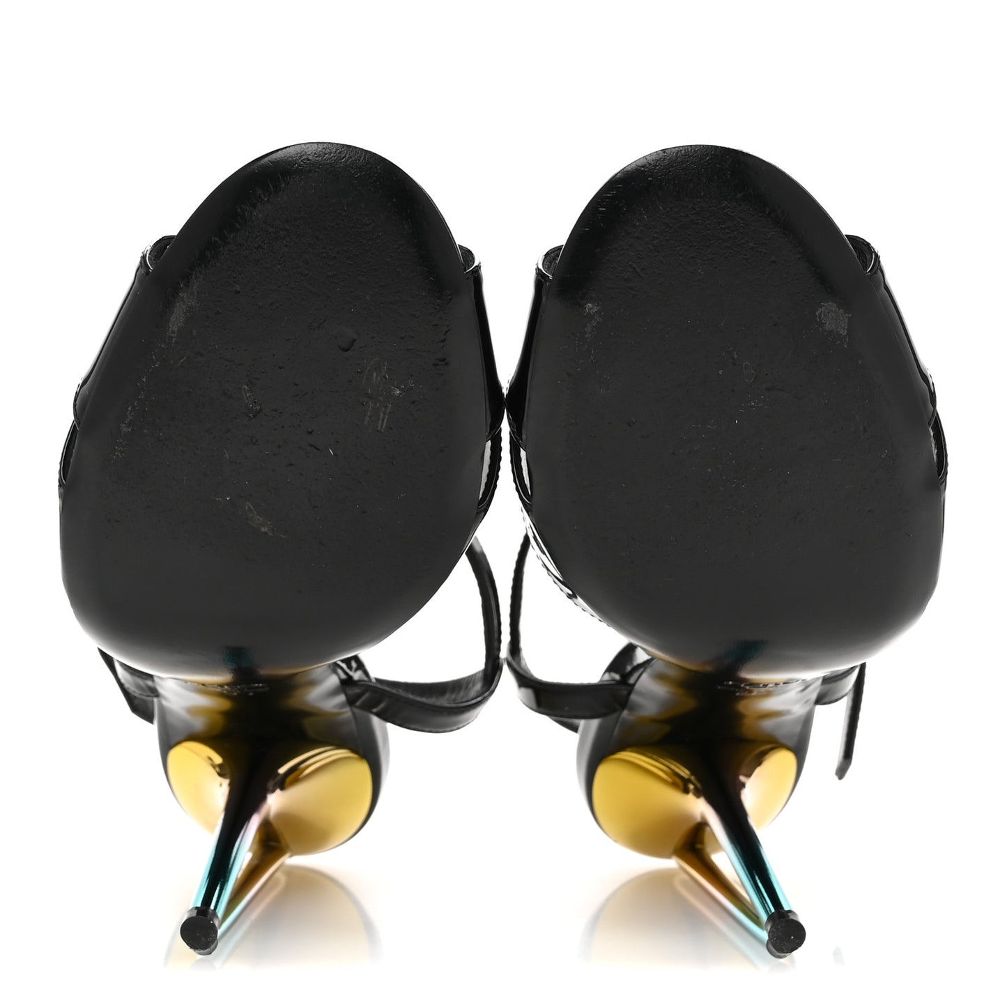 Patent Strap Platform Sandals 39 Black