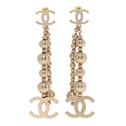 Chanel Metal CC Bead Drop Earrings Gold 1 of 5