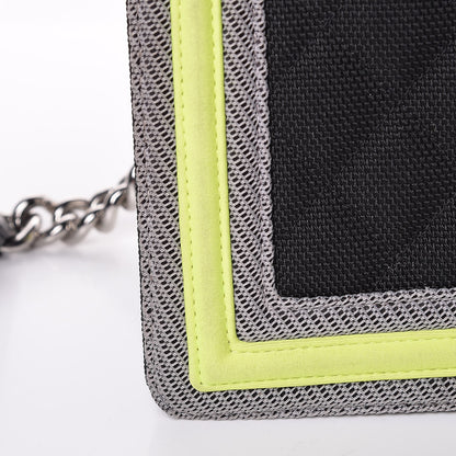 Chanel Canvas Quilted Medium Fluo Boy Flap Black Grey Yellow 11 of 11