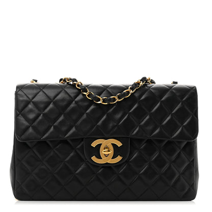 Chanel Lambskin Quilted XL Jumbo Single Flap Black 1 of 15
