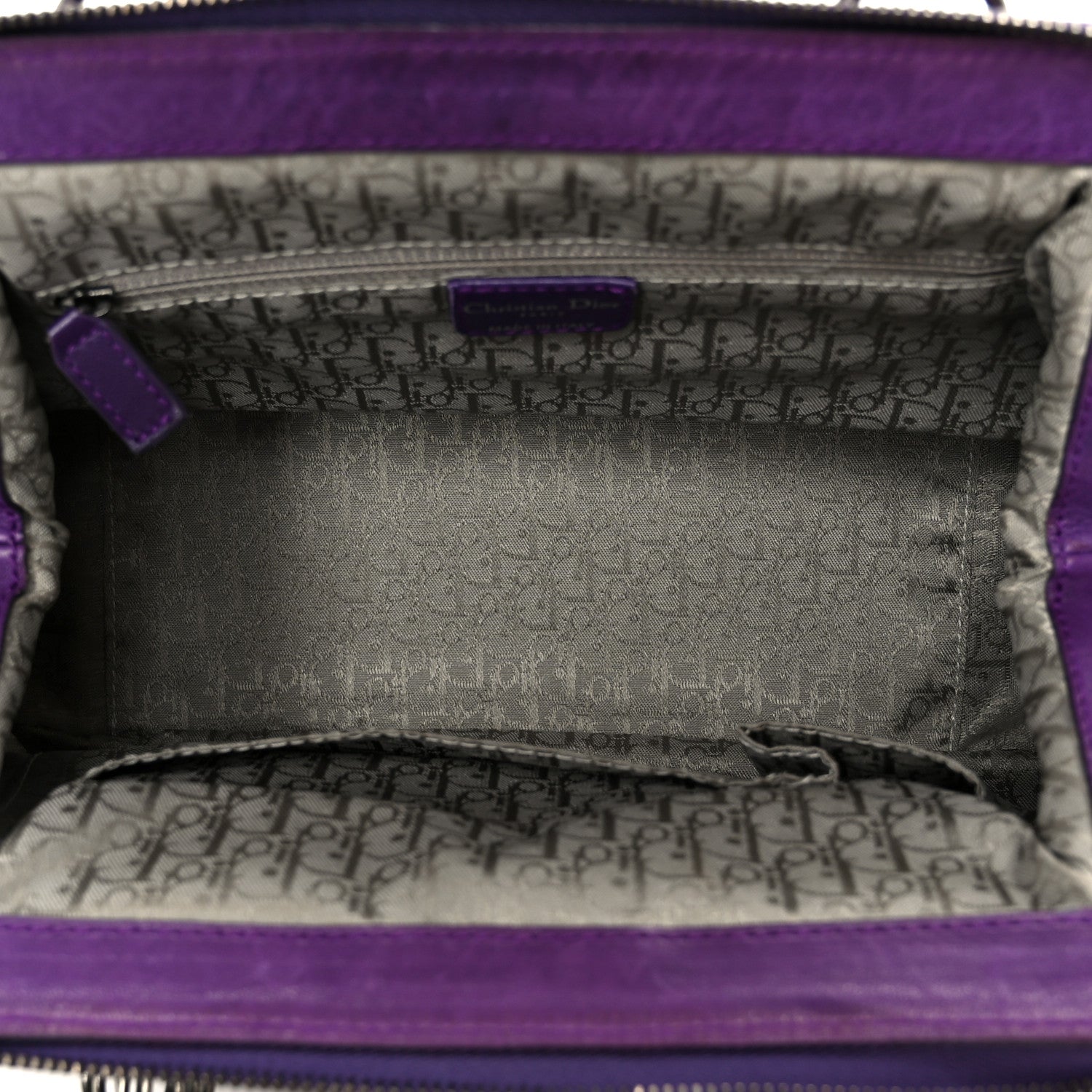 Christian Dior Lambskin Plisse Pleated Frame Satchel Violet Fonce