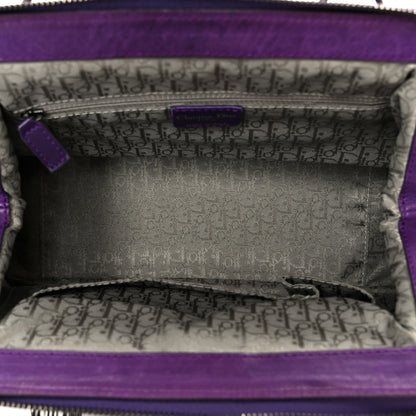 Christian Dior Lambskin Plisse Pleated Frame Satchel Violet Fonce 5 of 10
