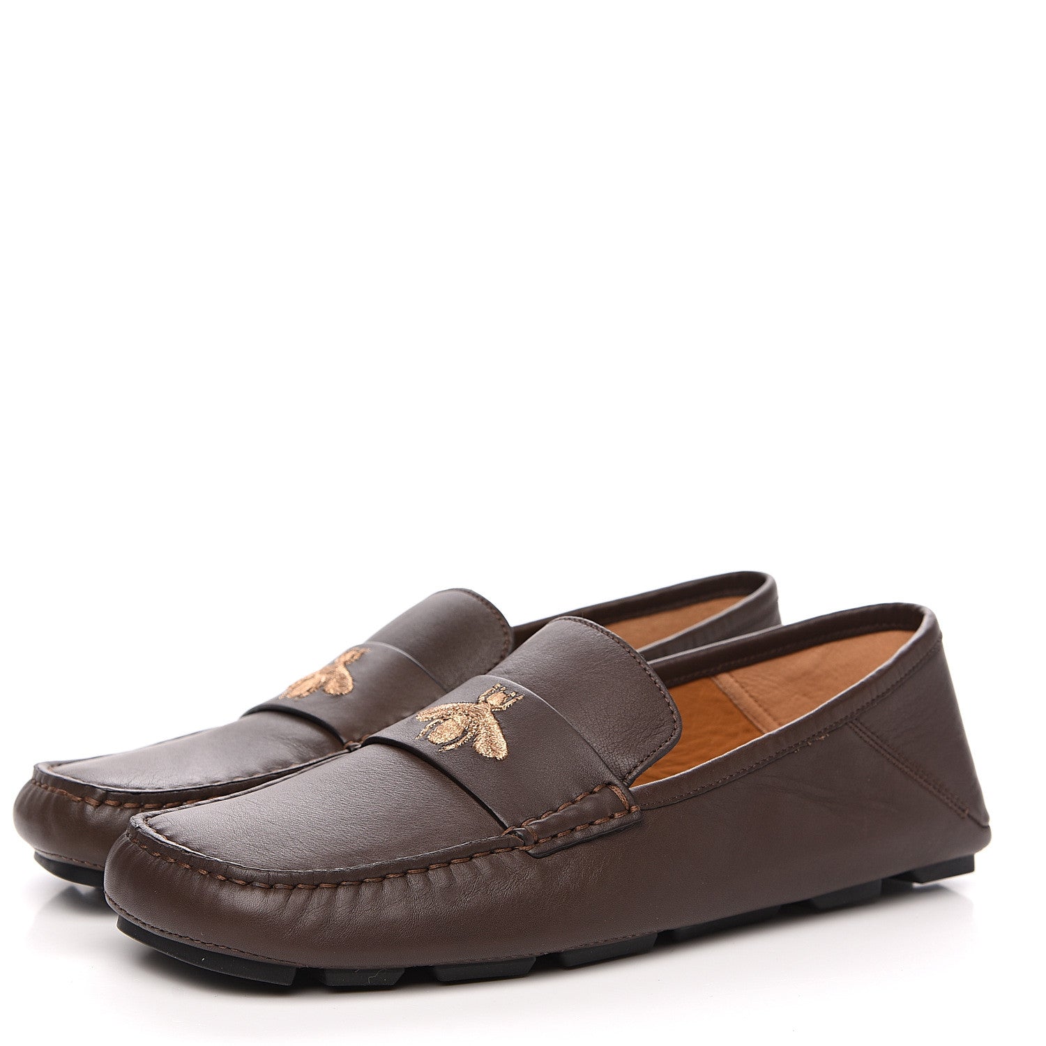 Gucci Nappa Mens Bee Driver Loafers 6.5 Cuir 3 of 10