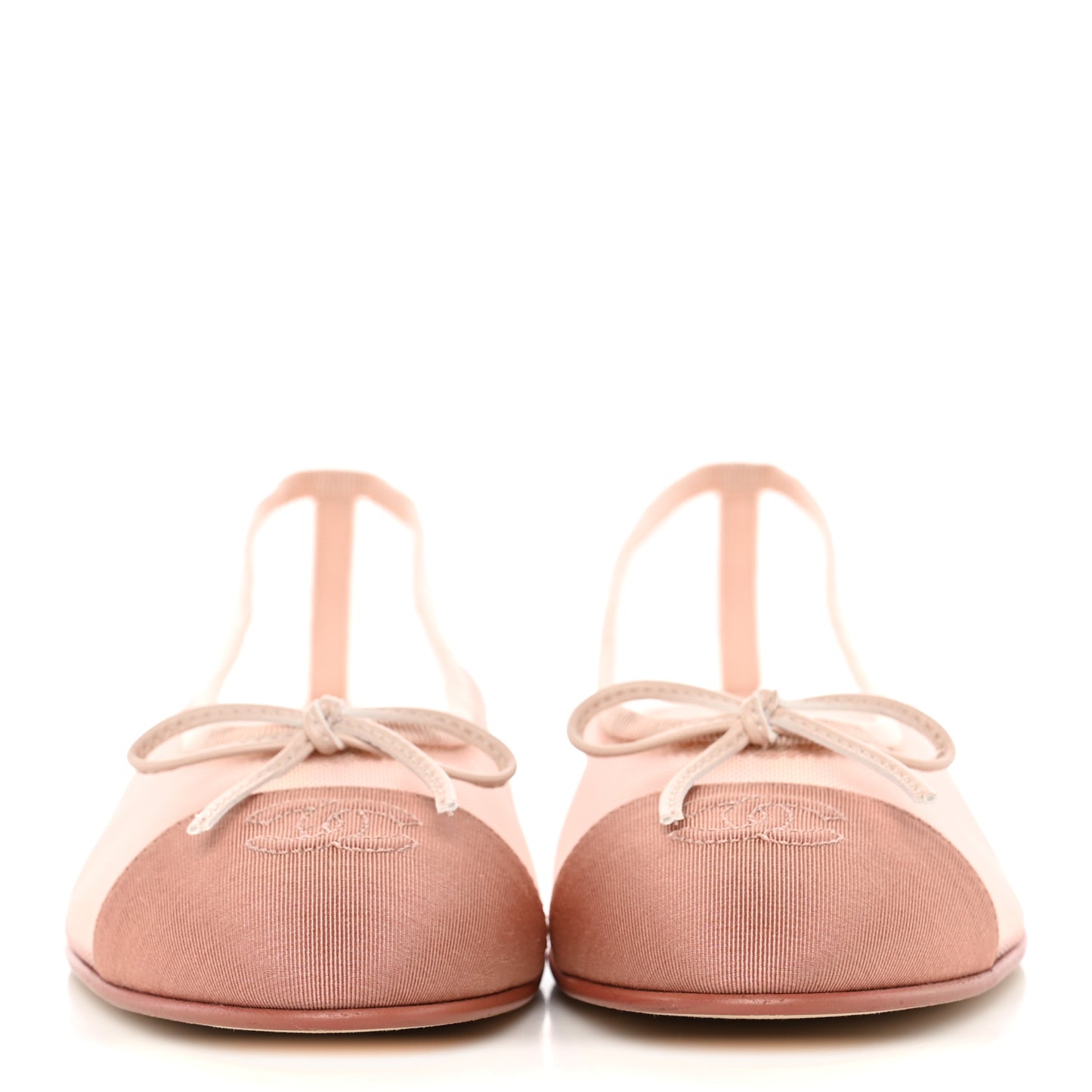 Mesh Grosgrain CC Cap Toe Ballerina Flats 37 Light Pink Dark Pink