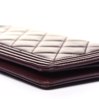Chanel Lambskin Quilted Boy Yen Wallet Dark Red 15 of 20