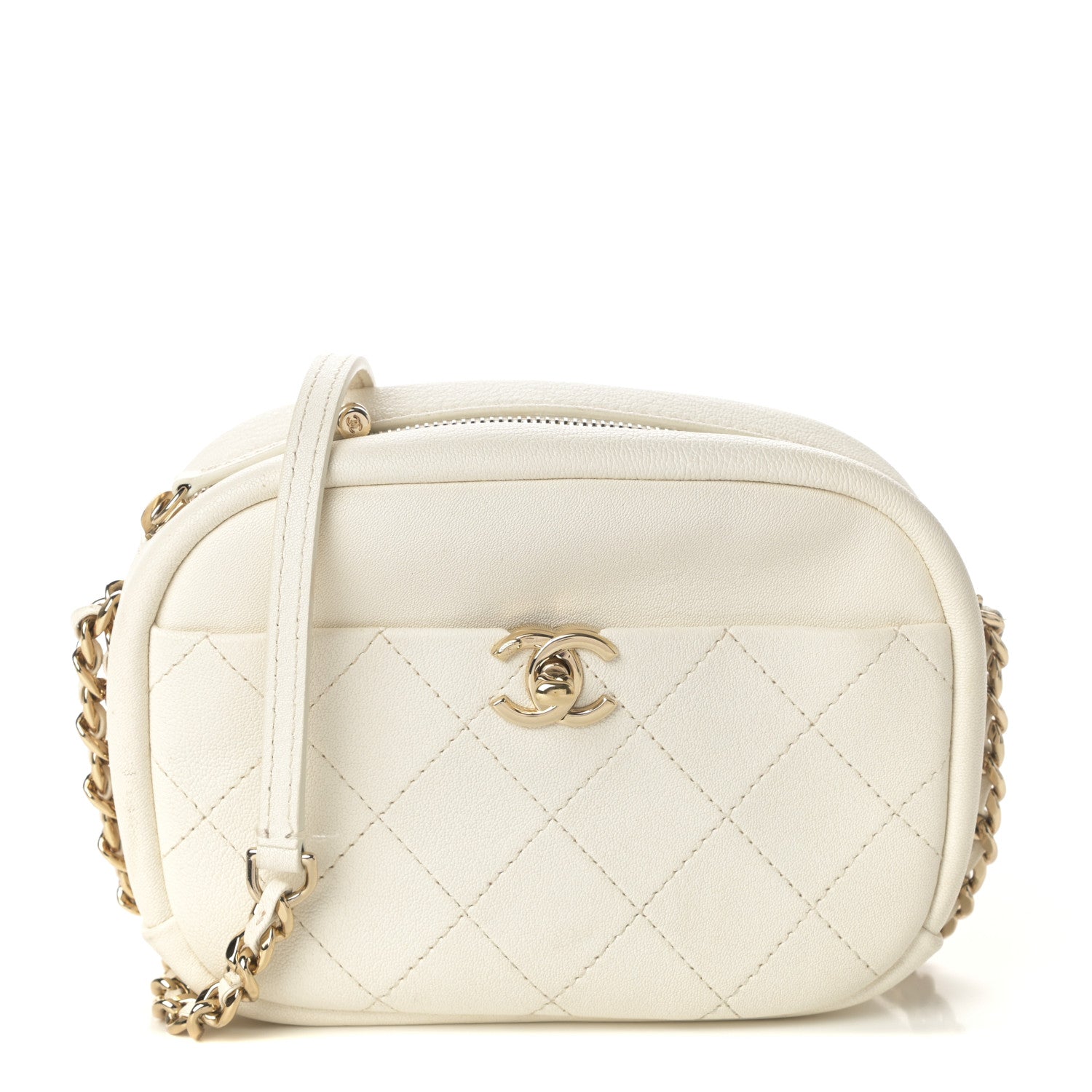 Chanel Goatskin Quilted Small Casual Trip Camera Case White 1 of 11