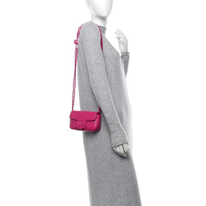 Gucci Calfskin Matelasse Monochrome GG Marmont Chain Belt Bag Classic Fuxia 2 of 10