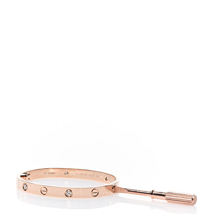 Cartier 18K Pink Gold 4 Diamond LOVE Bracelet 17 4 of 5