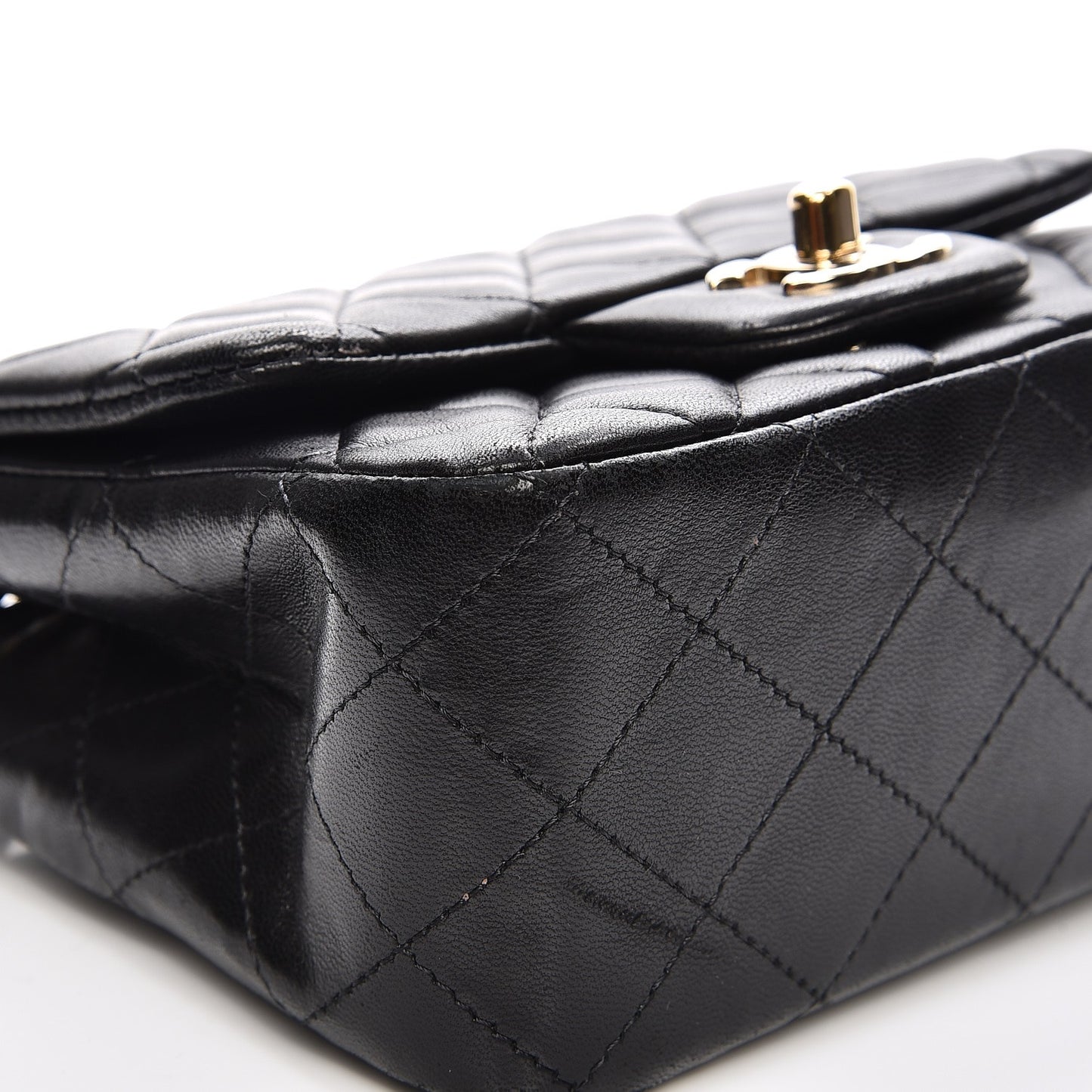 Lambskin Quilted Mini Square Flap Black