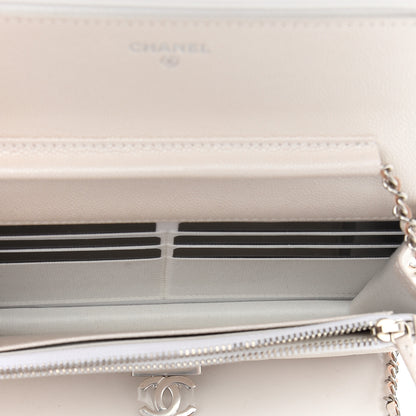Chanel Iridescent Caviar Quilted Golden Class Wallet On Chain WOC White 5 of 11