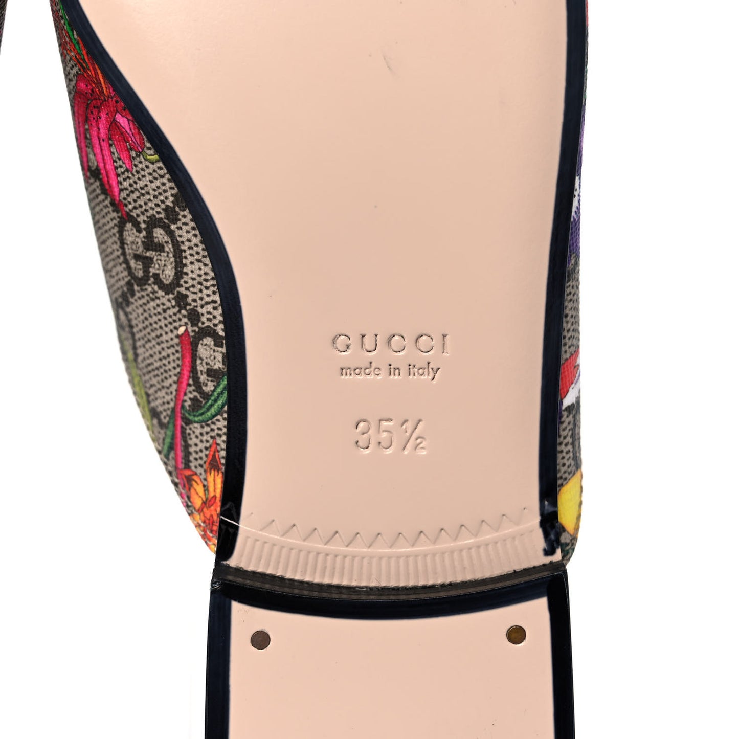 GG Supreme Monogram Flora Womens Princetown Slippers 35 Beige Ebony Multicolor Rosso