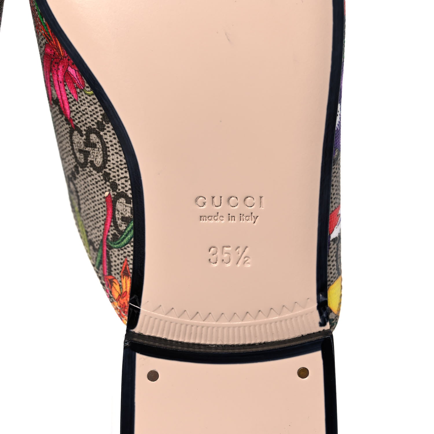 Gucci GG Supreme Monogram Flora Womens Princetown Slippers 35 Beige Ebony Multicolor Rosso 6 of 8